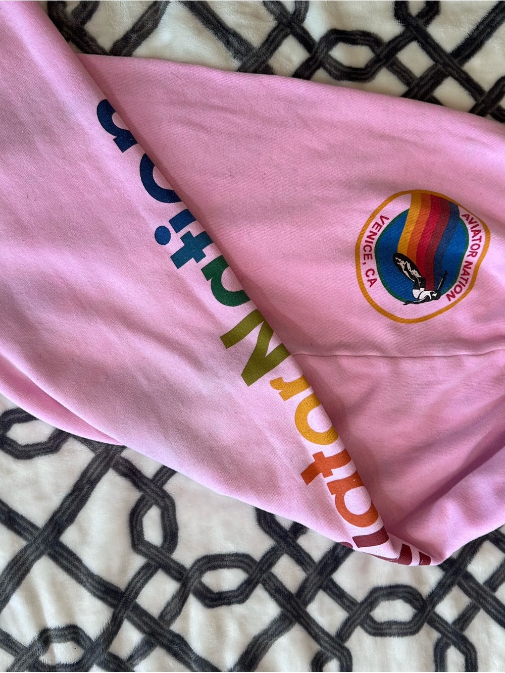 Pink Graphic Sweatpants with Rainbow Logo - Picture 3 of 3